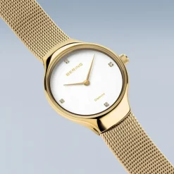 Ure^BERING Dameur d, hvid Classic 13326-334 Gul