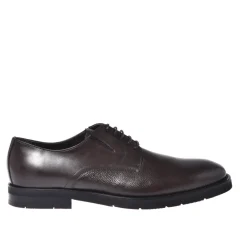 Business Sko^Baldinini Dark brown leather and tumbled leather lace-ups Brun