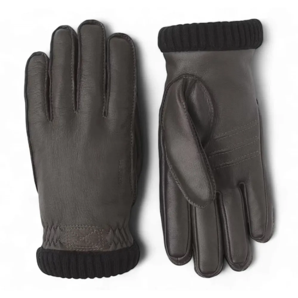 Handsker<Hestra Deerskin Primaloft Rib Handsker, Mørke Brun