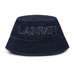 Huer & Kasketter^Lanvin Denim Cloche Hat med Frynset Logo Blå