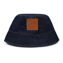 Huer & Kasketter^Lanvin Denim Cloche Hat med Frynset Logo Blå