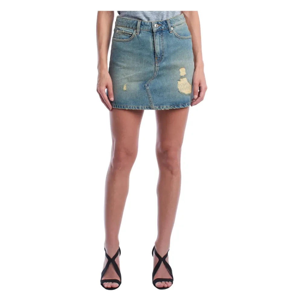 Nederdele^Zadig & Voltaire Denim Mini Nederdel med Distressed Effekt Blå