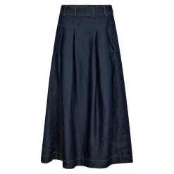 Nederdele<Co'Couture Denim Plisseret Nederdel i Mørk Denim Blå