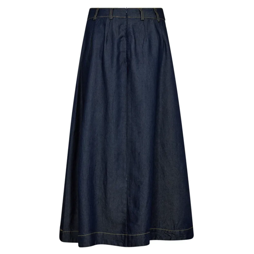 Nederdele<Co'Couture Denim Plisseret Nederdel i Mørk Denim Blå