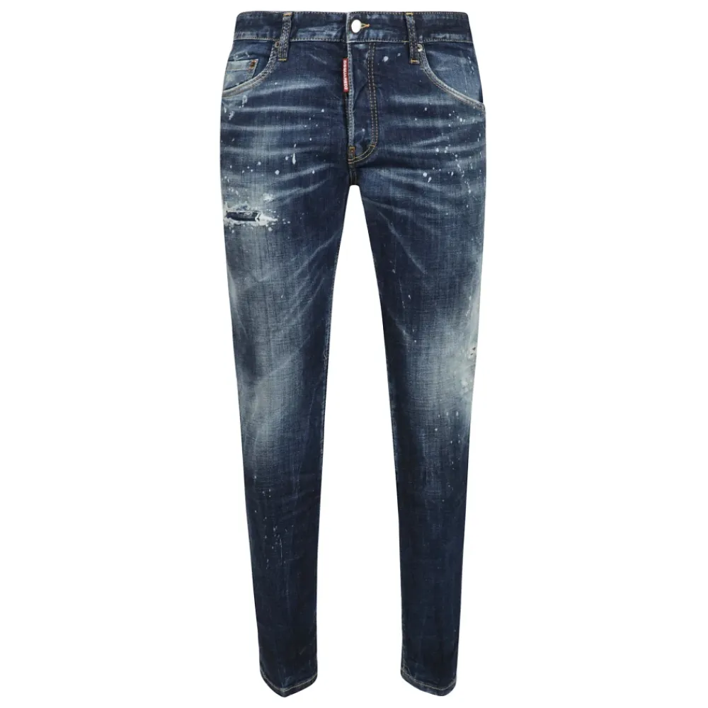 Jeans<Dsquared2 Denim stretch jeans med malingssprøjt Blå