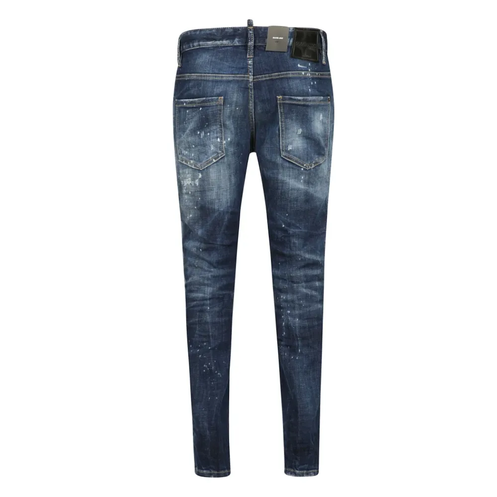 Jeans<Dsquared2 Denim stretch jeans med malingssprøjt Blå