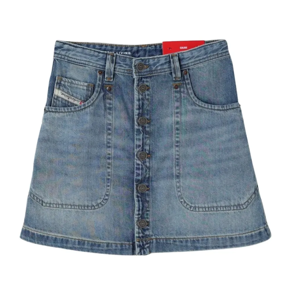 Kjoler & Nederdele^Diesel Denimnederdel med knaplukning foran Blå