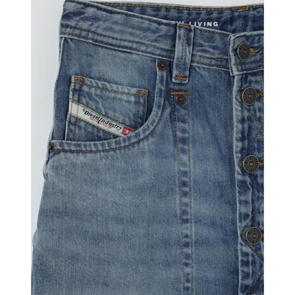 Kjoler & Nederdele^Diesel Denimnederdel med knaplukning foran Blå