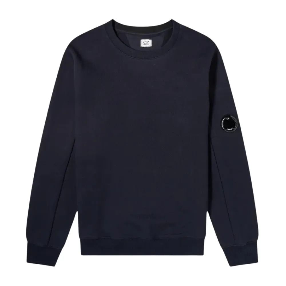 Trøjer|Sweatshirts<C.P. Company Diagonal Fleece Crew Neck Sweatshirt Blå