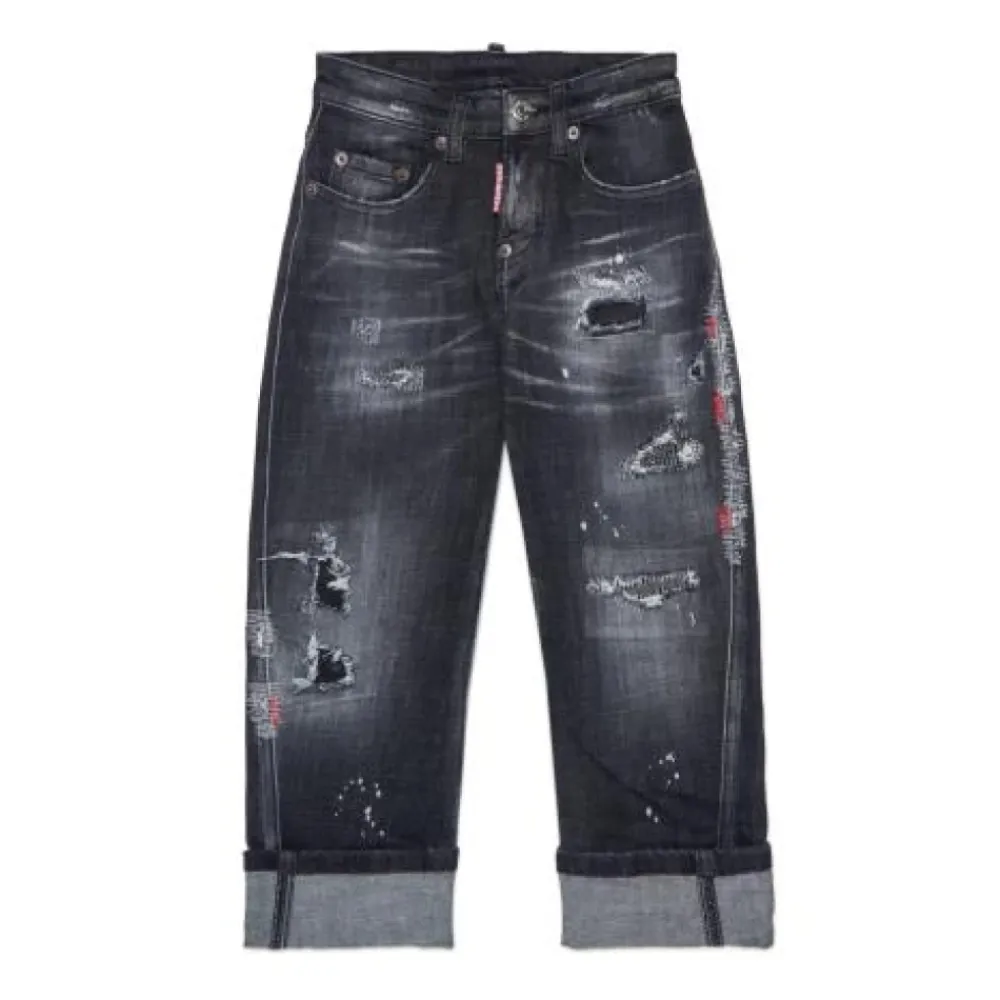 Underdele<Dsquared2 Distressed Jeans Sort