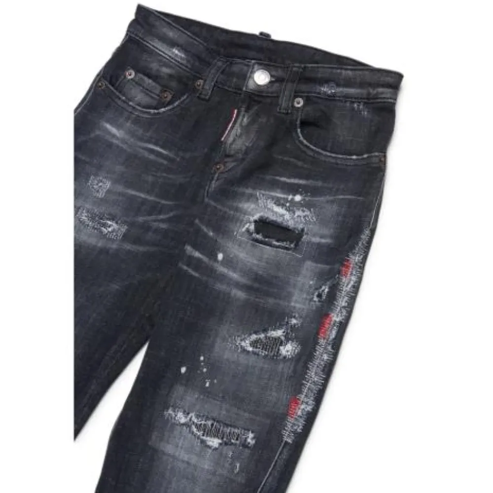 Underdele<Dsquared2 Distressed Jeans Sort