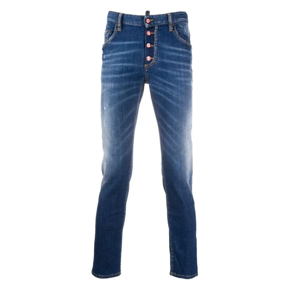 Jeans^Dsquared2 Distressed Slim Fit Jeans Blå