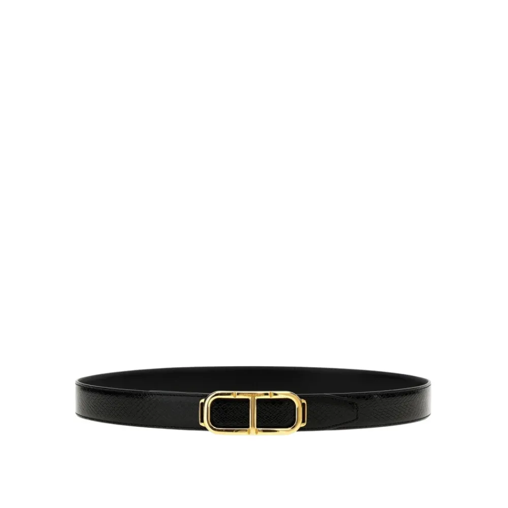 Bælter^Tom Ford Dobbeltspændebælte i læder Sort