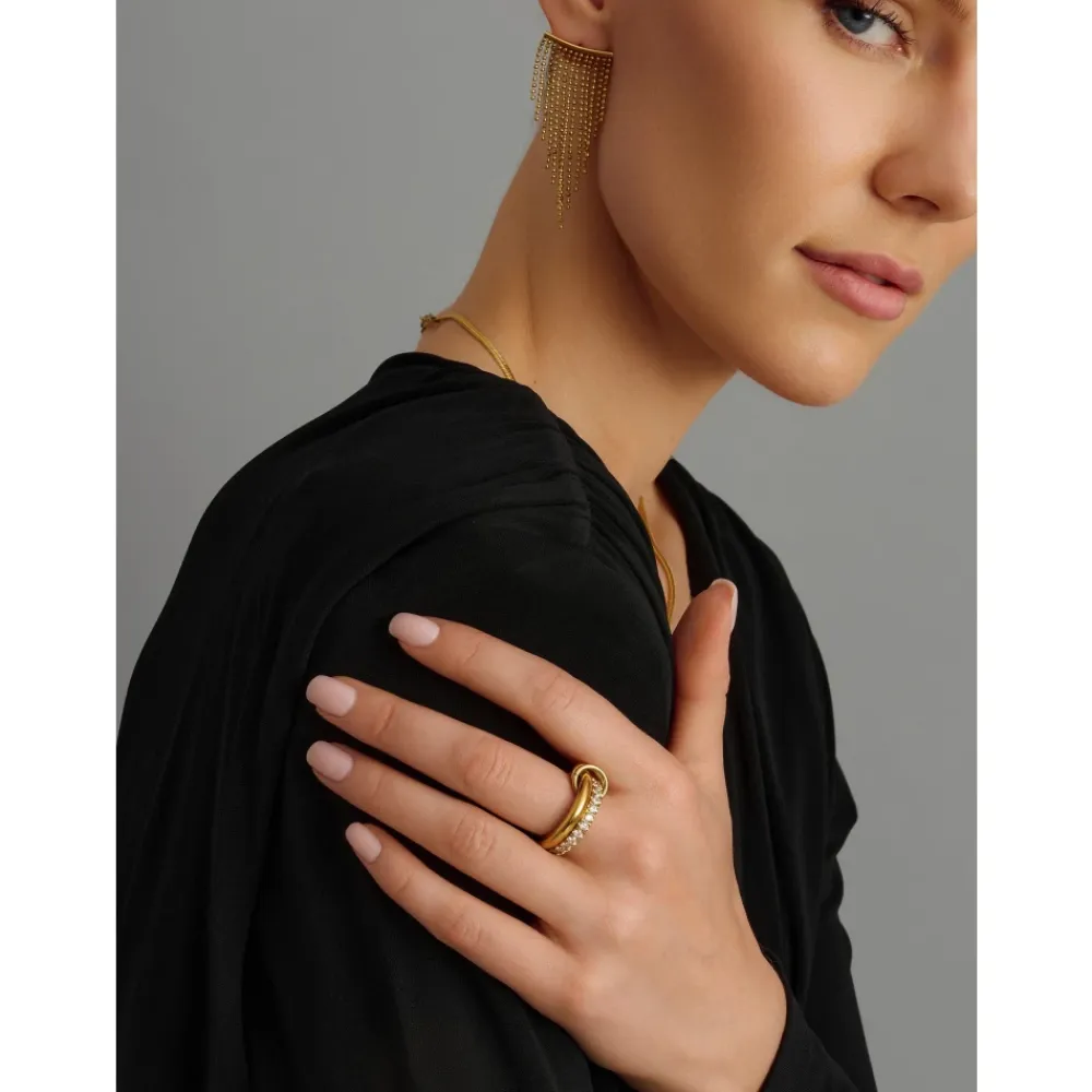 Smykker<Nialaya Double Band Ring in Gold Gul