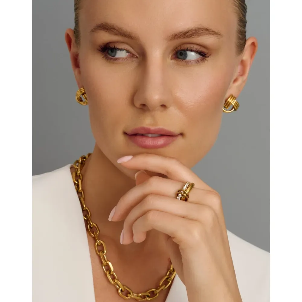 Smykker<Nialaya Double Band Ring in Gold Gul
