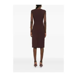 Kjoler^Elisabetta Franchi Double layer stretch crêpe kjole Brun