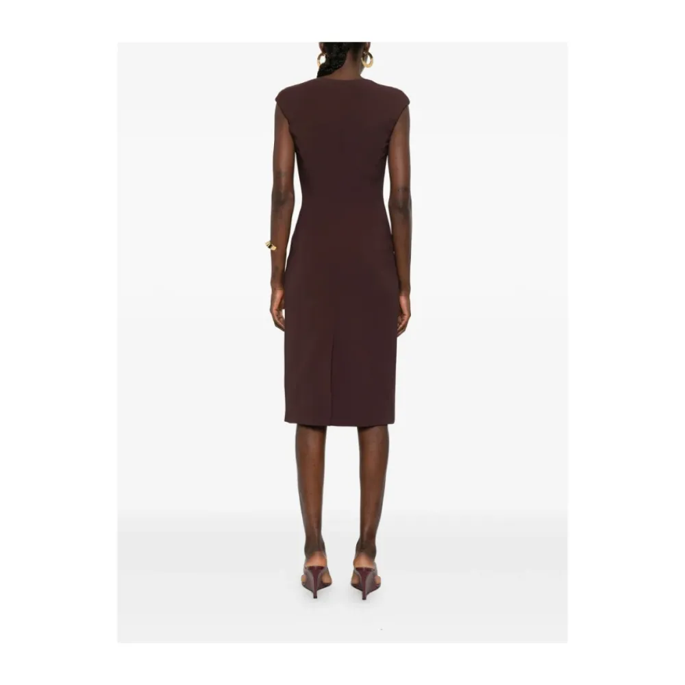 Kjoler^Elisabetta Franchi Double layer stretch crêpe kjole Brun