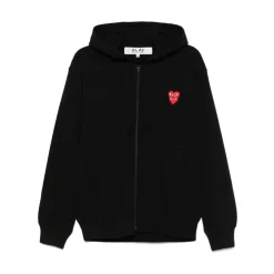 Trøjer^Comme des Garçons Play Double Red Heart Zip Hoodie Sort