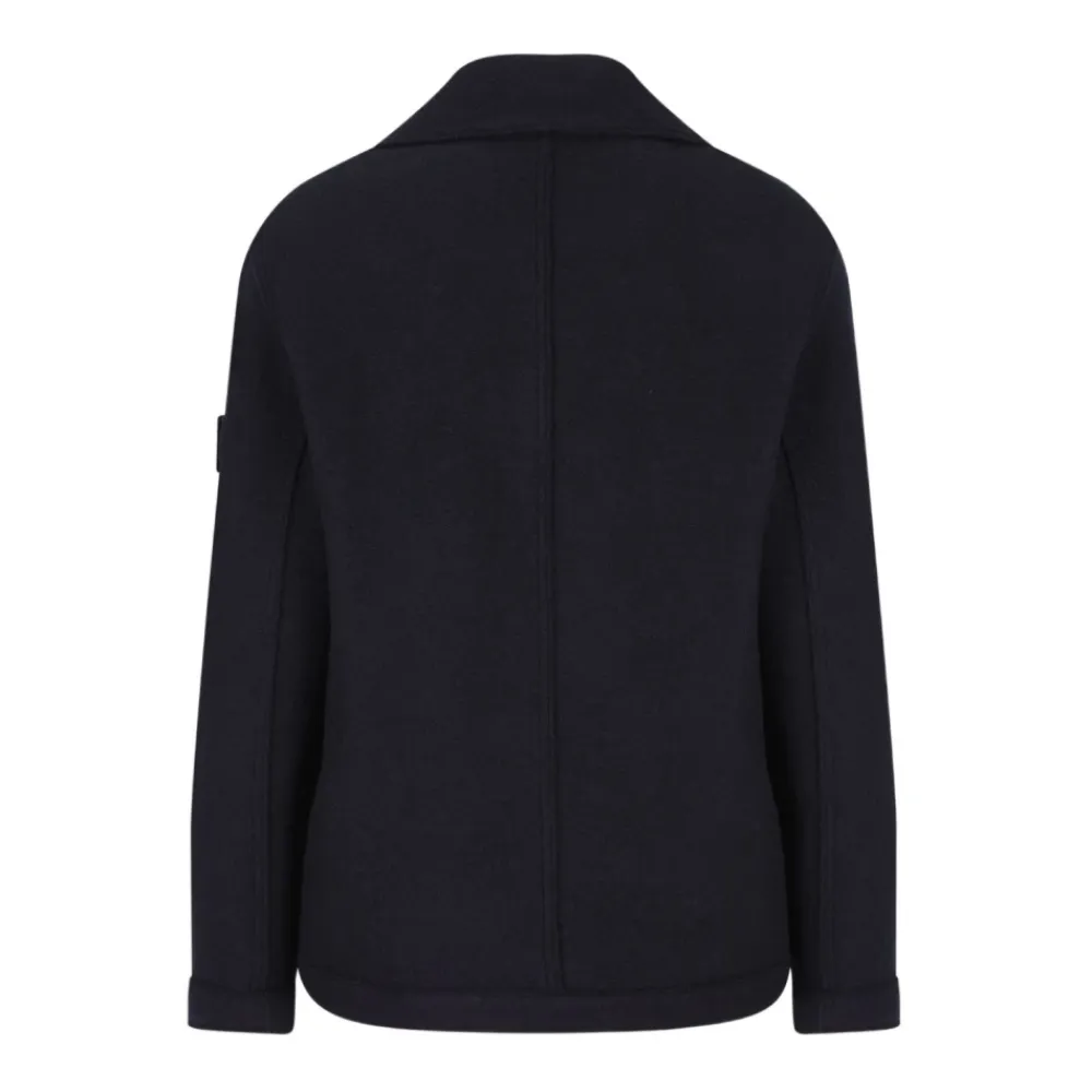 Frakker<Stone Island Double-breasted Pea Coat Blå
