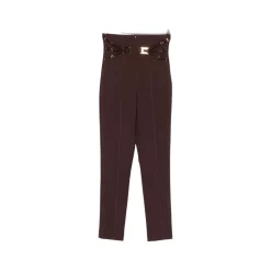 Bukser<Elisabetta Franchi Double-Layer Stretch Crêpe Bukser Brun
