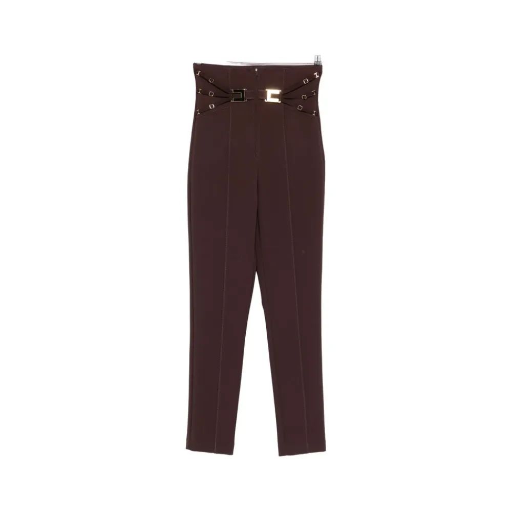 Bukser<Elisabetta Franchi Double-Layer Stretch Crêpe Bukser Brun