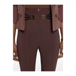 Bukser<Elisabetta Franchi Double-Layer Stretch Crêpe Bukser Brun