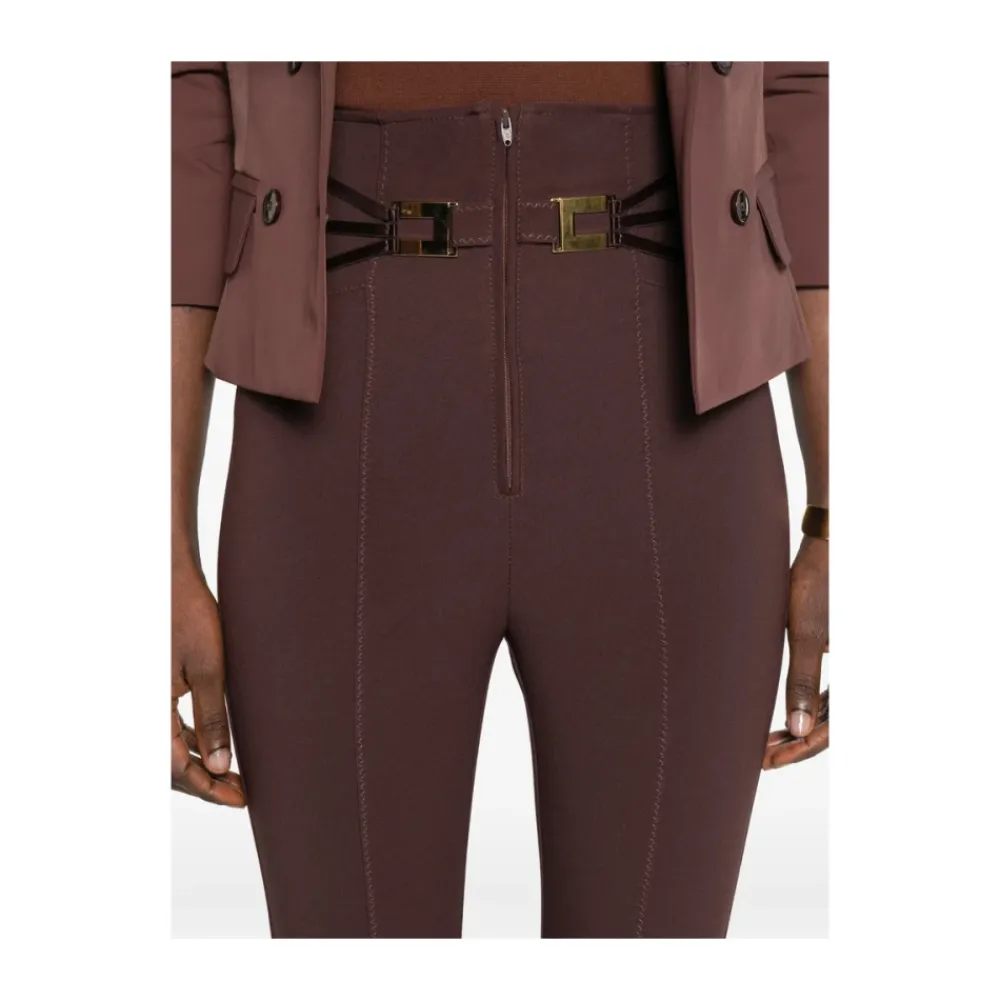 Bukser<Elisabetta Franchi Double-Layer Stretch Crêpe Bukser Brun