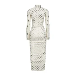 Kjoler<Alaïa Draped Fluid Strass Jersey Dress Hvid