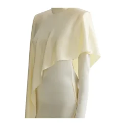 Kjoler^Mugler Draped High-Neck Midi Dress Beige