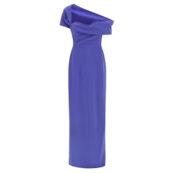 Kjoler<Carolina Herrera Draperet Off-Shoulder Kolonne Galla Blå
