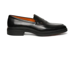 Loafers<Santoni Easy Læder Loafers Sort