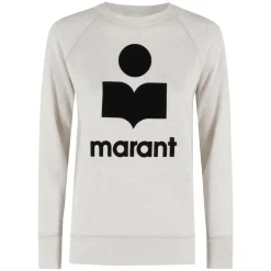 Sweatshirts^Marant étoile Ecru Sweatshirt med Velvet Logo Beige