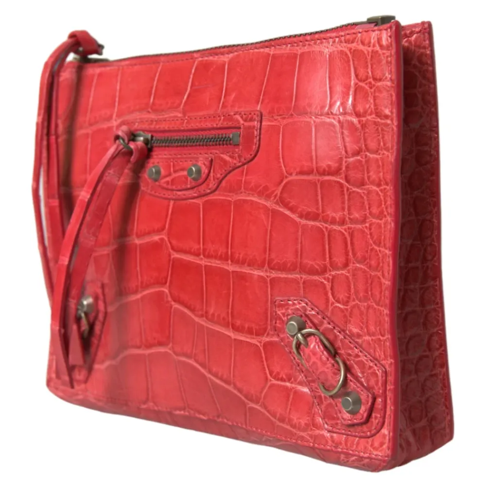 Clutch<Balenciaga Eksotisk Alligator Læder Clutch Rød