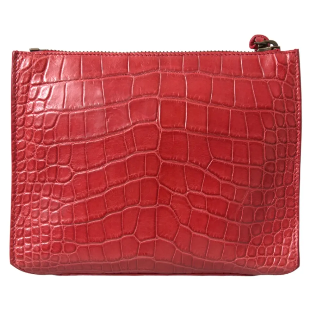 Clutch<Balenciaga Eksotisk Alligator Læder Clutch Rød