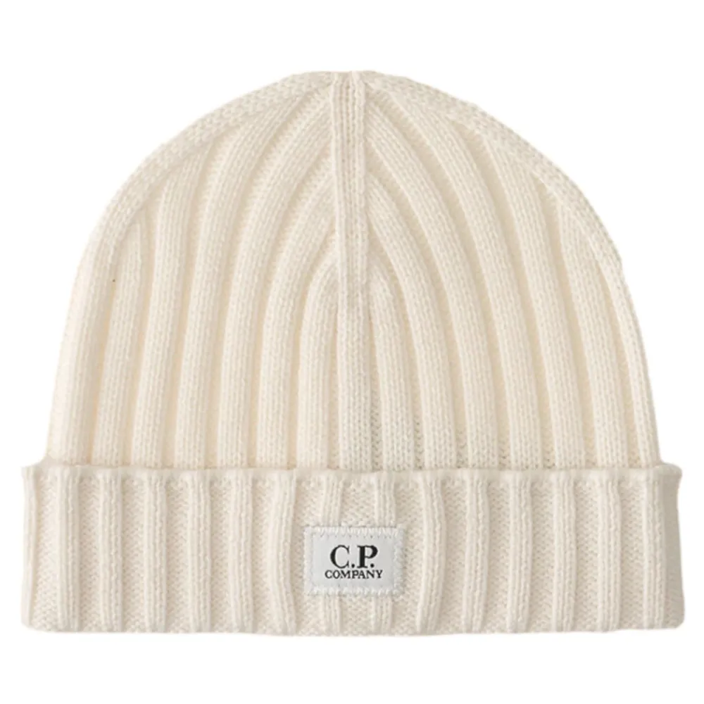Huer, Kasketter & Hatte^C.P. Company Ekstrafin Merino Uld Logo Hue Hvid