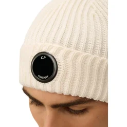 Huer, Kasketter & Hatte<C.P. Company Ekstrafin Merinould Lens Hue Hvid