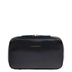 Toilettasker^Piquadro Electronic cord pouch in leather with mouse pocket Sort