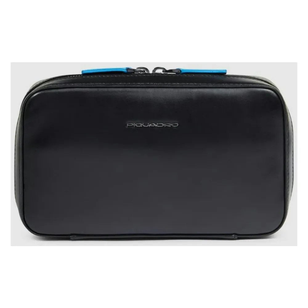 Toilettasker^Piquadro Electronic cord pouch in leather with mouse pocket Sort