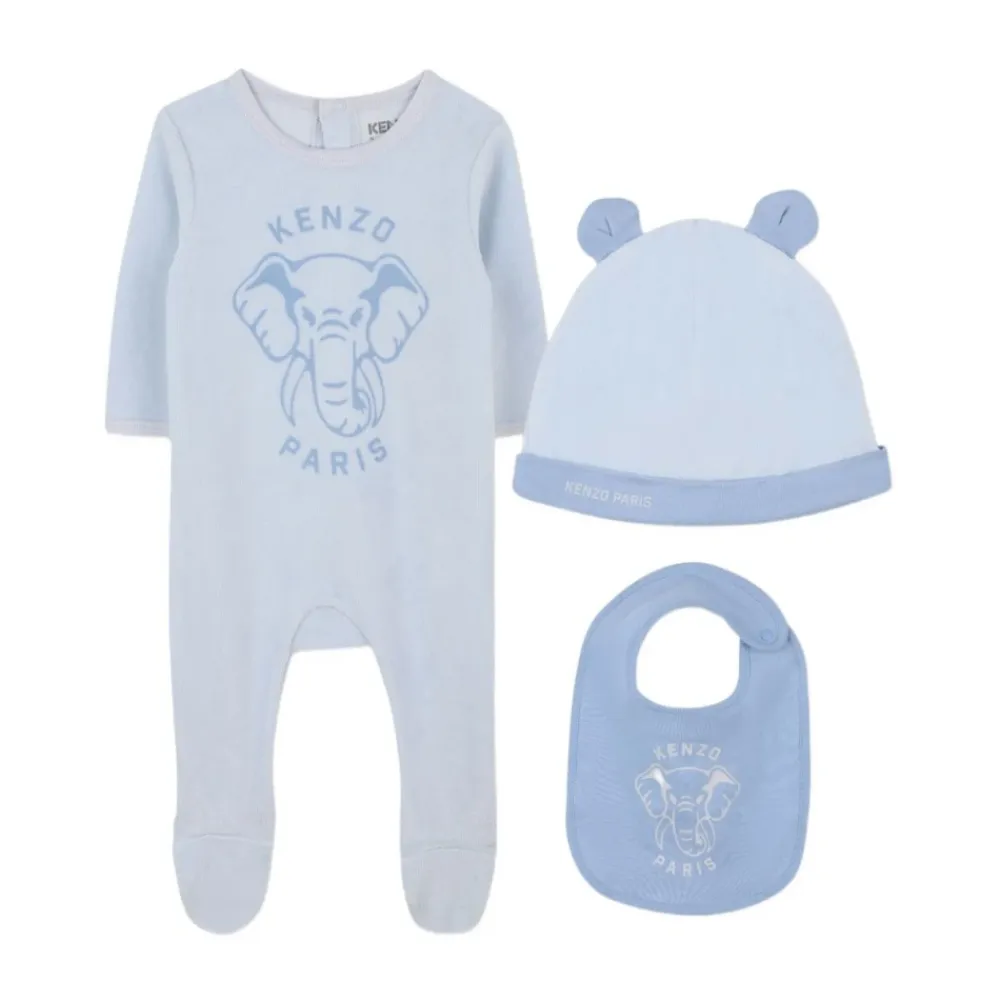 Bodystocking & Sæt^Kenzo Elefantprint Beanie og Bib Sæt Blå