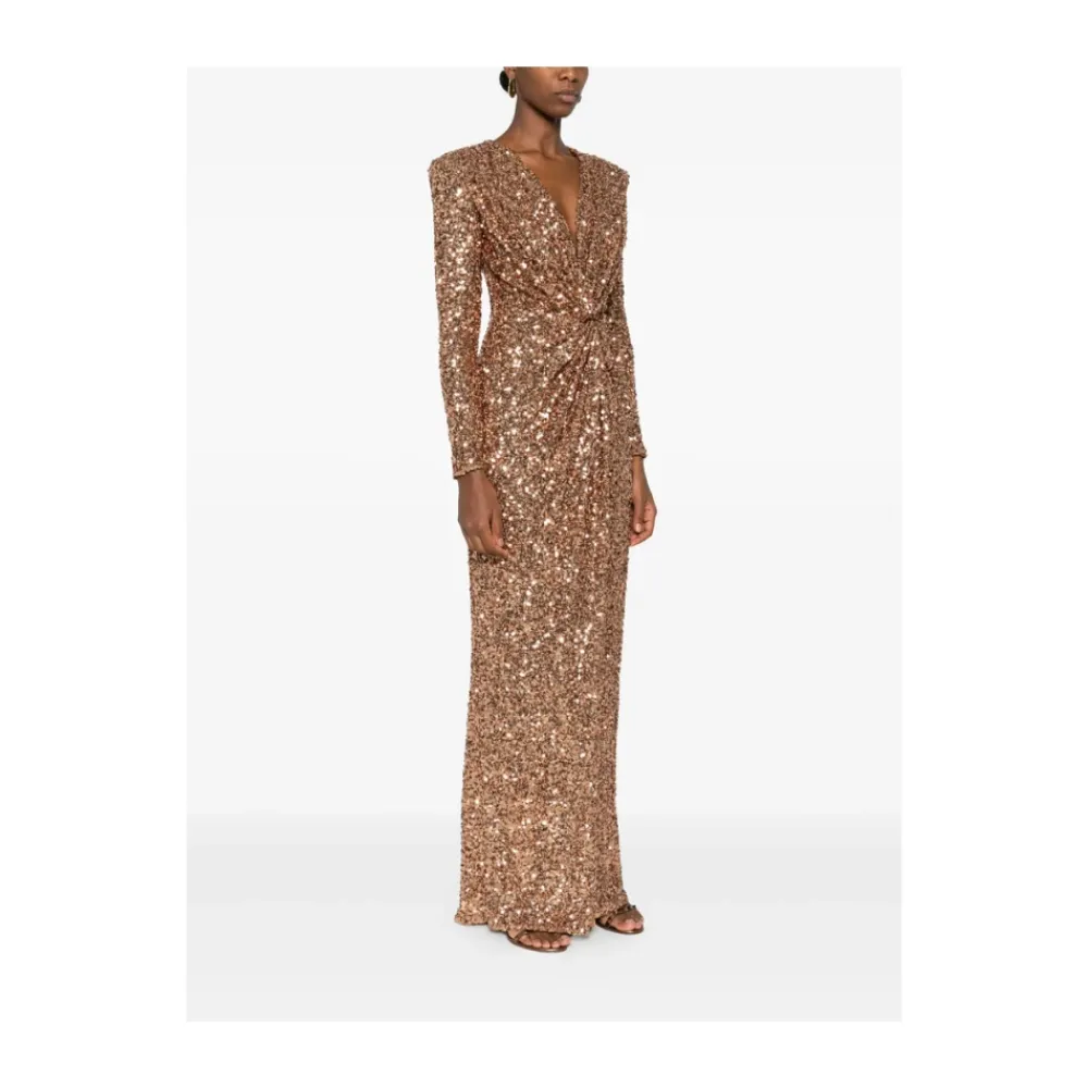 Kjoler<Elisabetta Franchi Elegant Blomstret Kjole Brun
