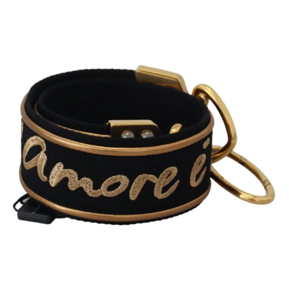 Tilbehør Til Tasker<Dolce & Gabbana Elegant Guld- Skulderrem Sort