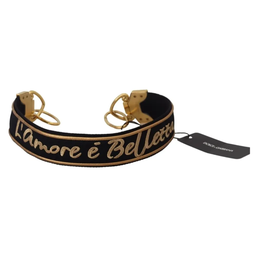 Tilbehør Til Tasker<Dolce & Gabbana Elegant Guld- Skulderrem Sort