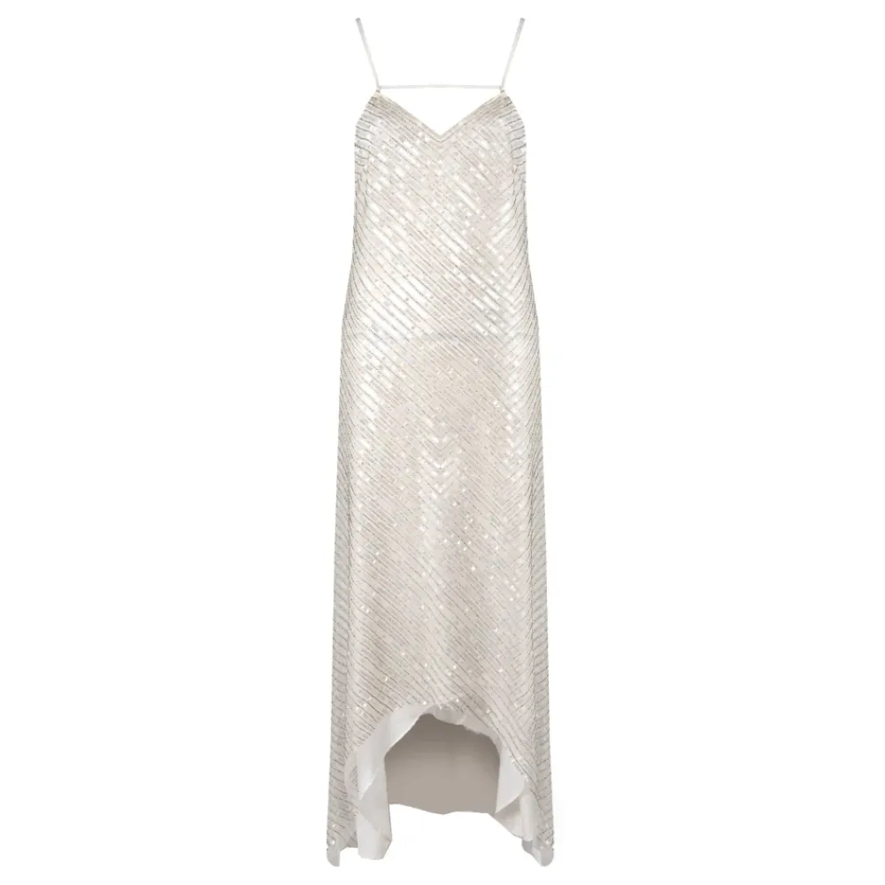 Kjoler<Patrizia Pepe Elegant Kjole med Asymmetrisk Front Hvid