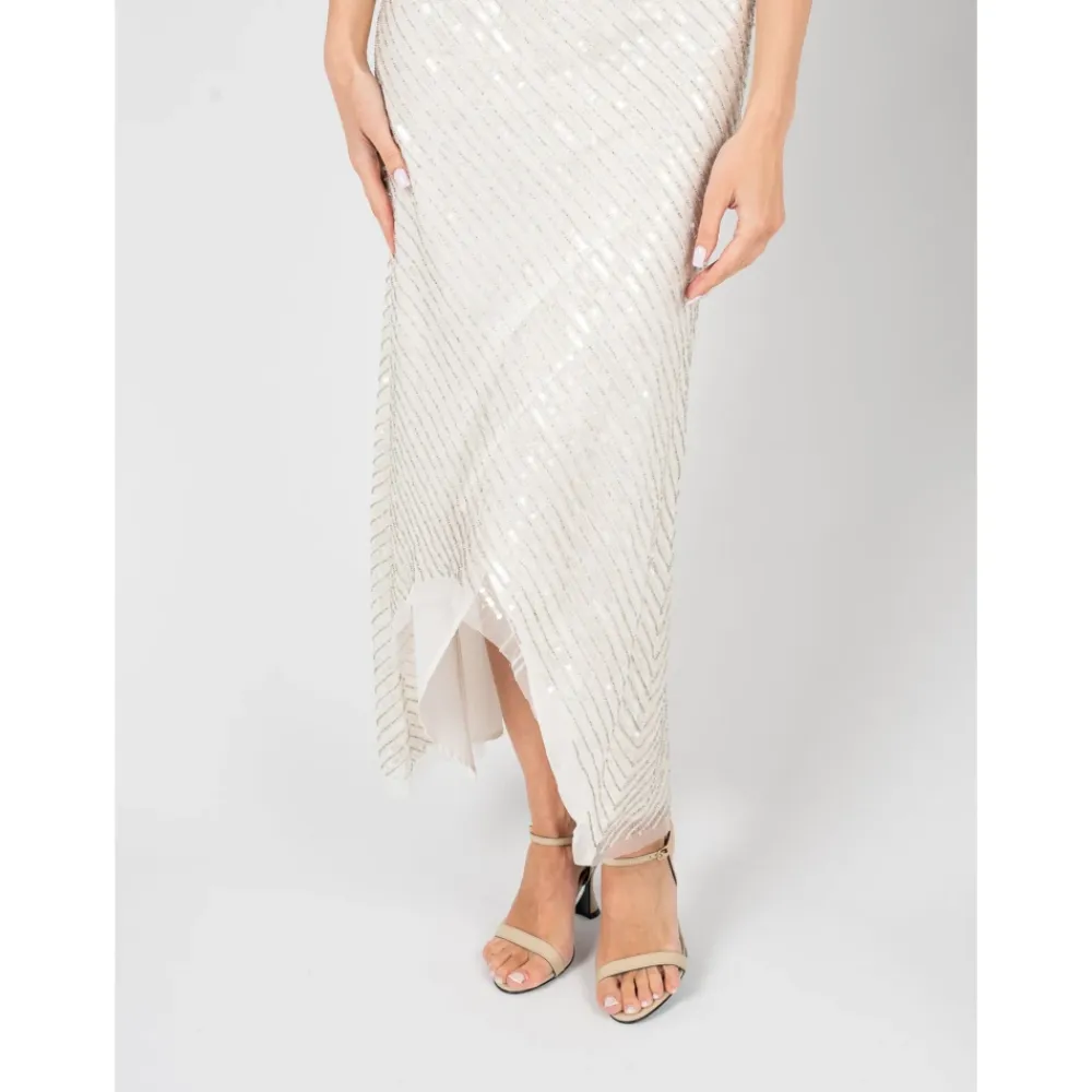 Kjoler<Patrizia Pepe Elegant Kjole med Asymmetrisk Front Hvid