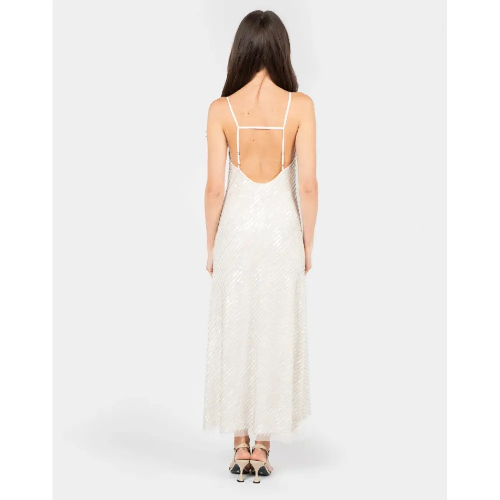 Kjoler<Patrizia Pepe Elegant Kjole med Asymmetrisk Front Hvid