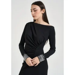 Kjoler<Liu Jo Elegant Kjole med Ædelsten Sort