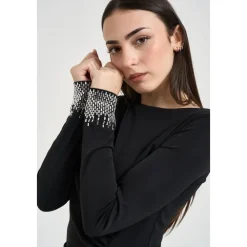 Kjoler<Liu Jo Elegant Kjole med Ædelsten Sort