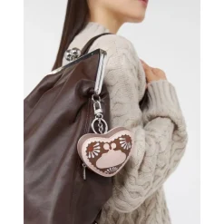 Tilbehør Til Tasker^Weekend Max Mara Elegant Læder Clutch med Metal Lukning Brun