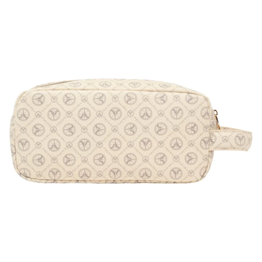 Toilettasker<Carlo Colucci Elegant Logo Print Kosmetikpose Beige