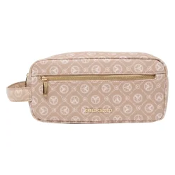 Toilettasker^Carlo Colucci Elegant Logo Print Kosmetikpose Beige